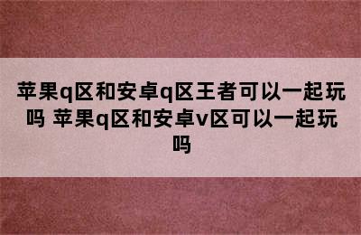 苹果q区和安卓q区王者可以一起玩吗 苹果q区和安卓v区可以一起玩吗